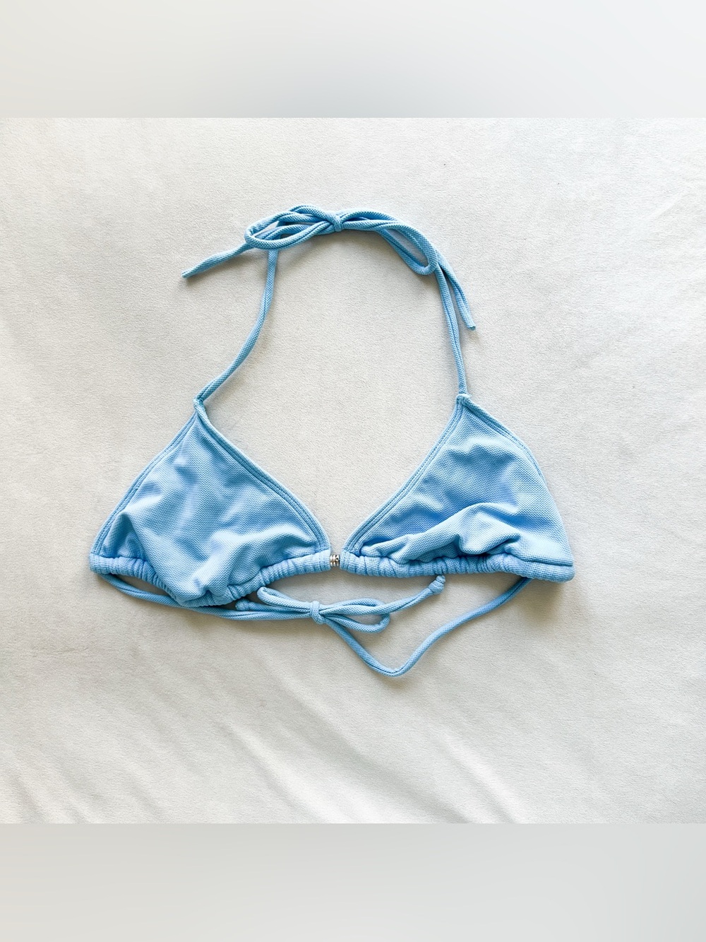 Vintage Esprit Pastel Blue Triangle Bikini Top with Silver Charms